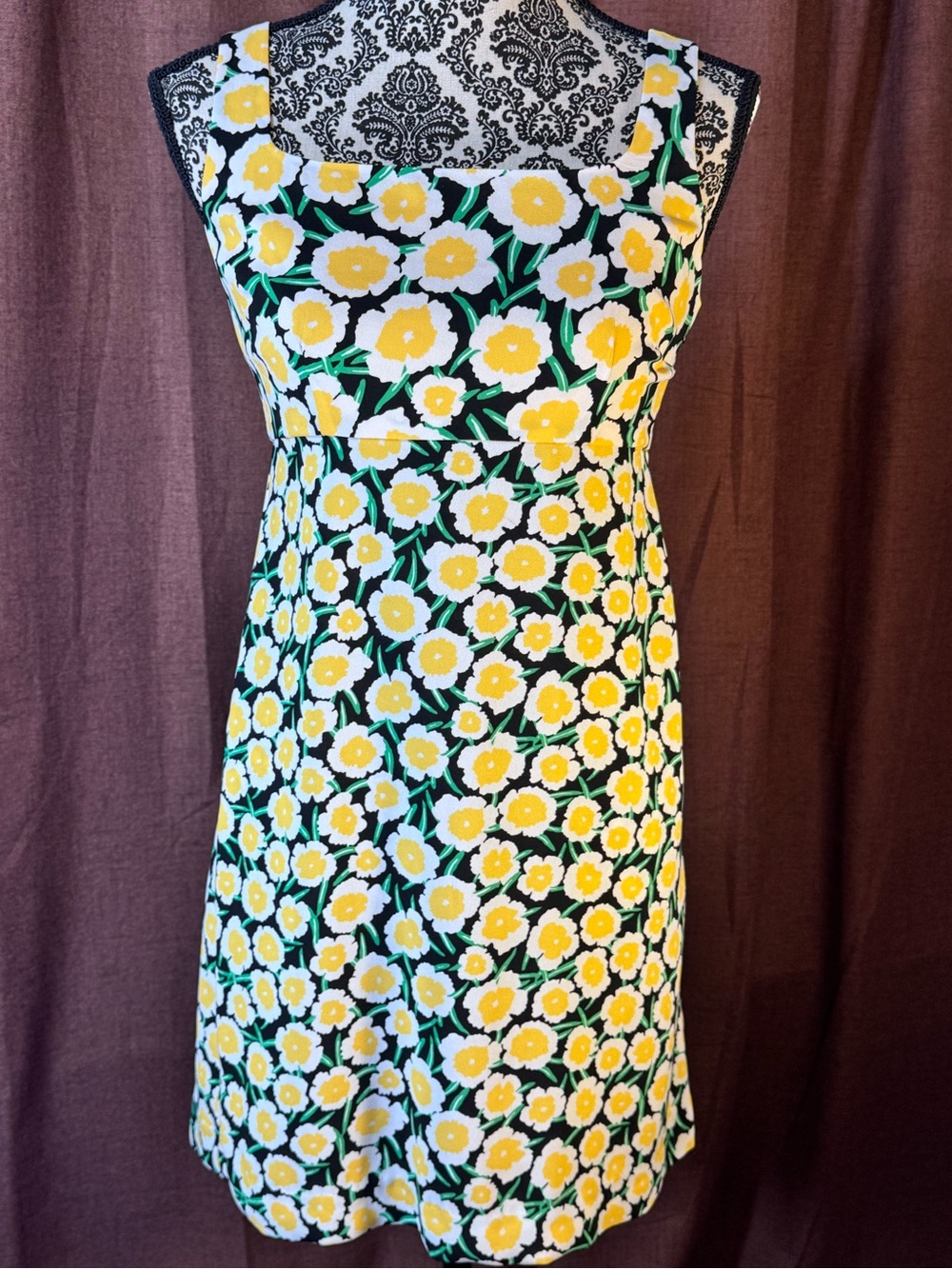 Diane Von Furstenberg Floral Sunburst Sleeveless Dress - Yellow Floral size 2